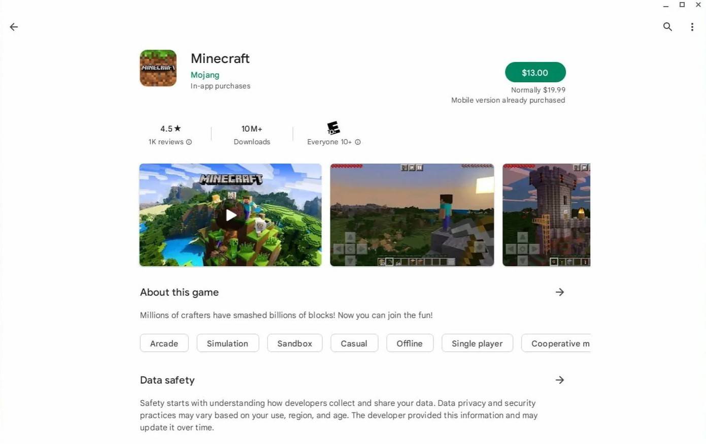 Kedai main minecraft chromebook