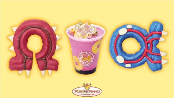 Pikachu Sweets Pokémon Cafe Hoopa Drink and Red and Blue Donuts