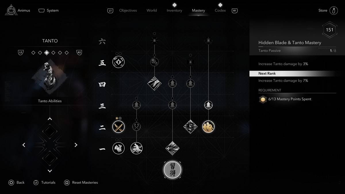 Kỹ năng Naoe Assassin's Creed Shadows Tanto