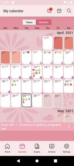 WomanLog Period Calendar Screenshot 1