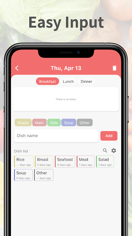 Schermata Daily Meal Planner 2