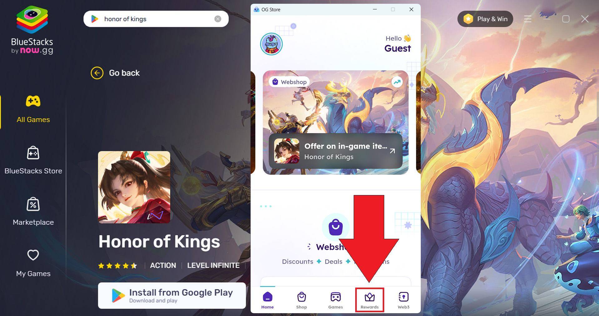 Honor of Kings Redeem Code Reward Tab
