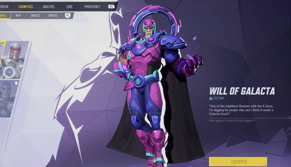 Magneto dalam kehendaknya kulit galacta pada menu pemilihan