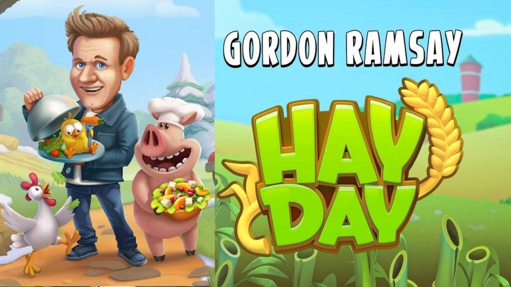 Il famoso chef Gordon Ramsay commercia Kitchens for Farms in Hay Day Event