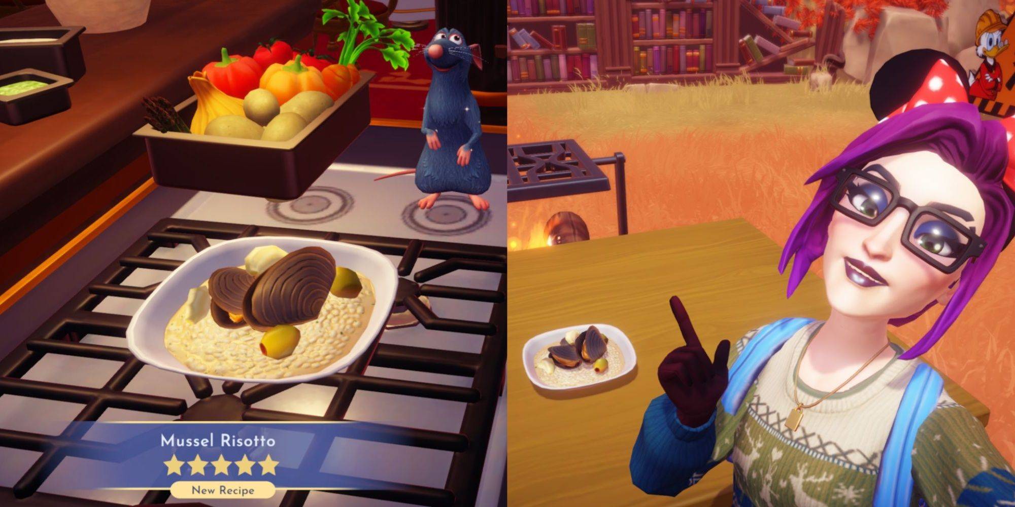 Mossel Risotto kookt op in Disney Dreamlight Valley