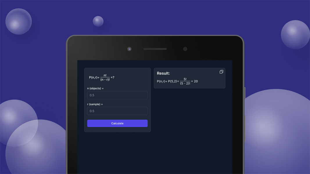Permutations Calculator Скриншот 1