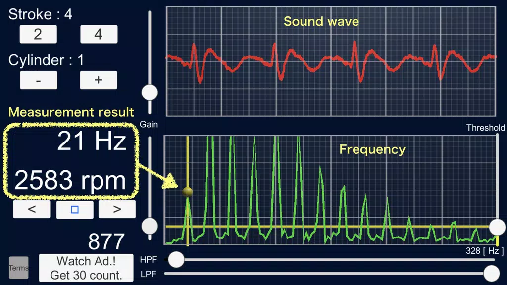 Engine Sound Analyzer:RPM Calc Скриншот 3