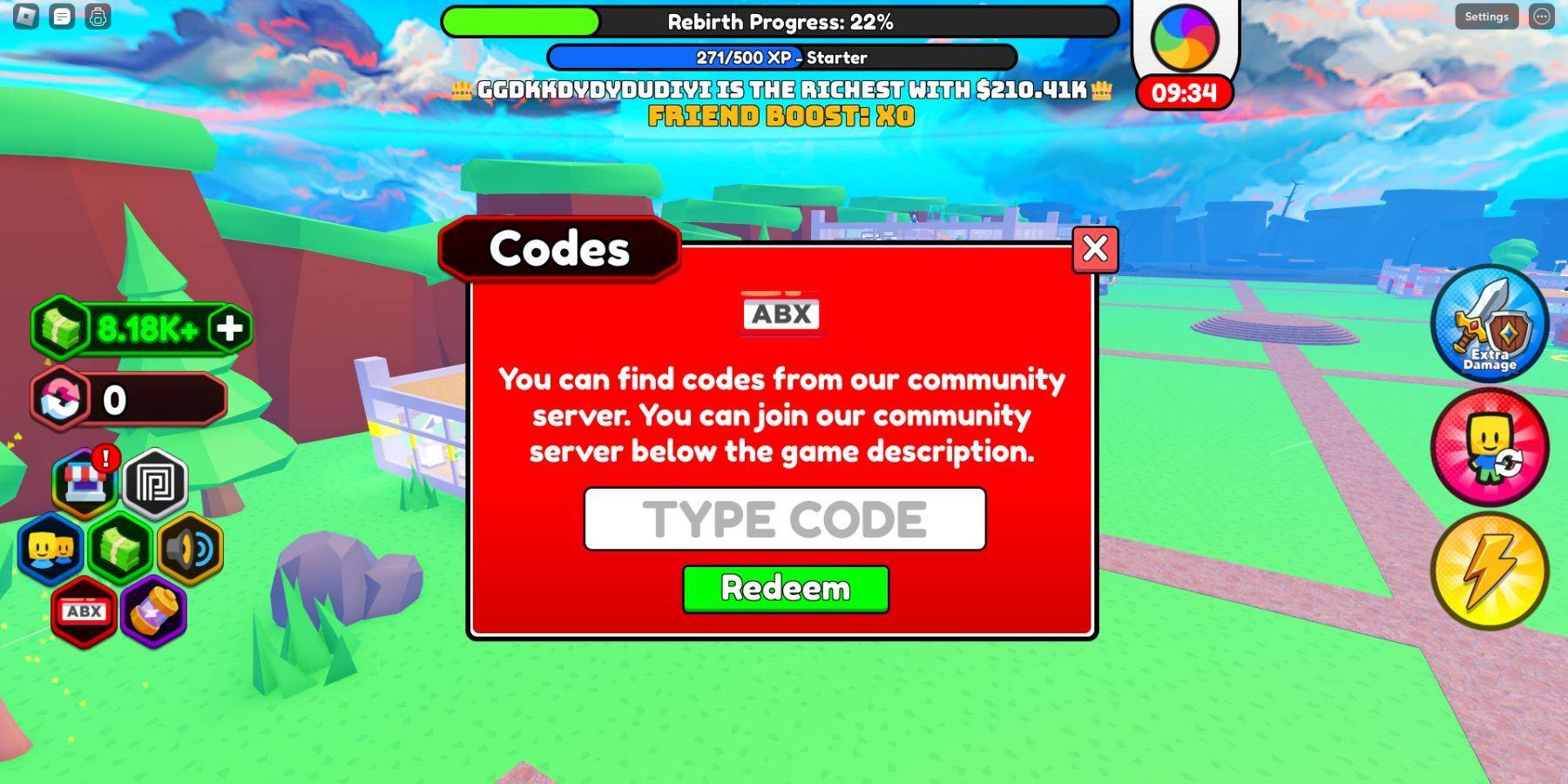 Image: Code Redemption Interface