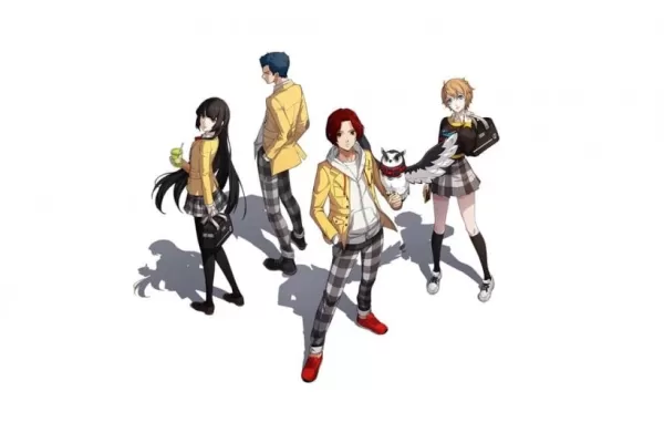 Isang larawan ng mga mag -aaral mula sa Persona 5: Ang Phantom X na Nakasuot ng Yellow Canary Jackets