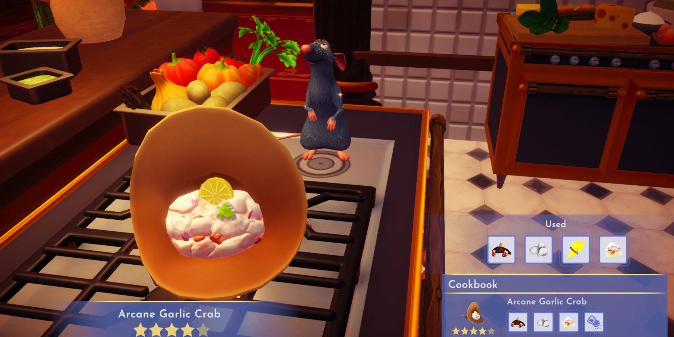 Odkryj Arcane Garlic Crab Recipe w Disney Dreamlight Valley
