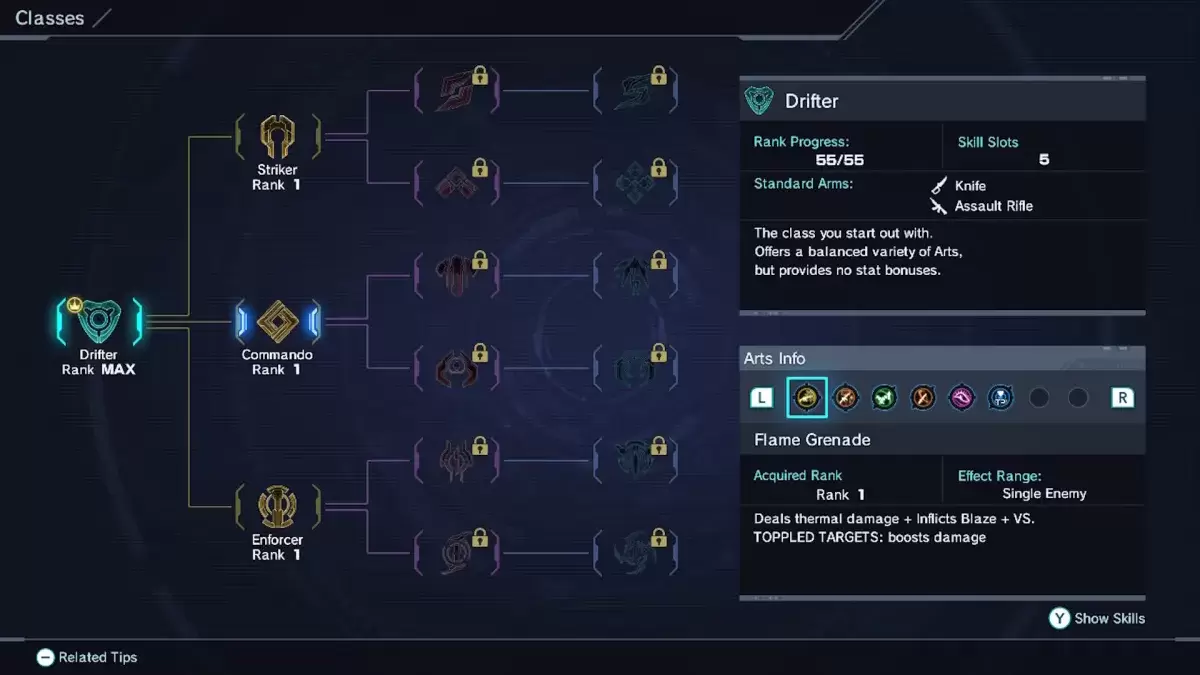 L'option de classe Drifter dans Xenoblade chroniques x
