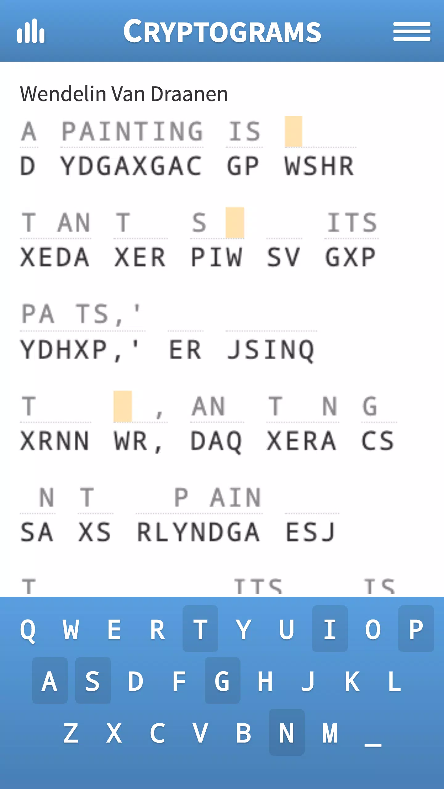 Cryptogram · Puzzle Quotes Скриншот 1