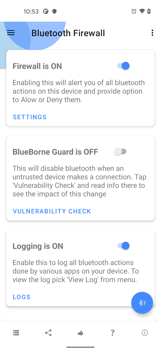 Schermata Bluetooth Firewall Trial 1