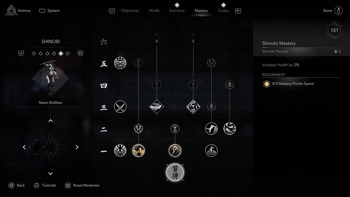 Kỹ năng Naoe Assassin's Creed Shadows Shinobi