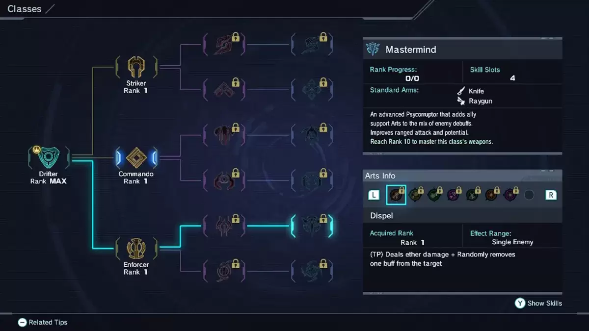 L'option de classe de cerveau dans Xenoblade Chronicles x